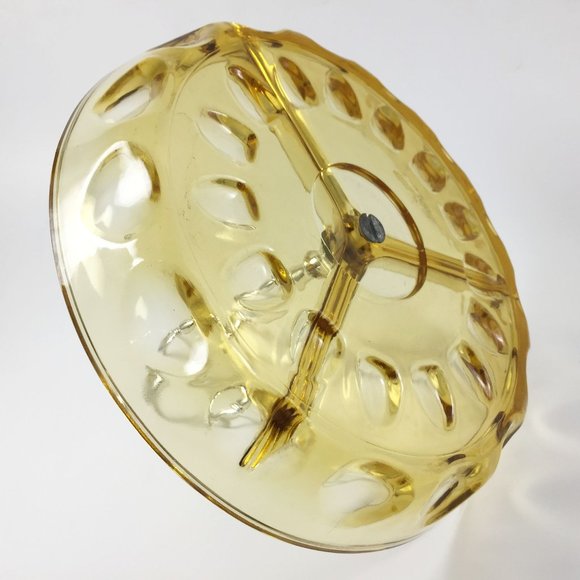 MCM Amber Glass Divided Dish with Handle 8 Inches Across Thumbprint - Picture 4 of 6